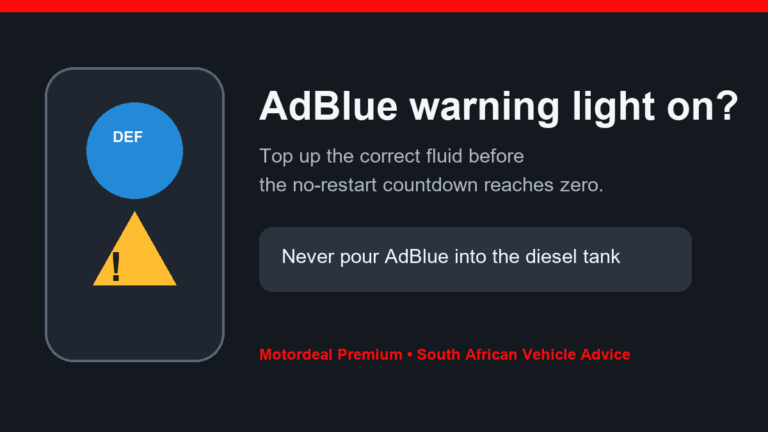AdBlue warning light advice for South African diesel drivers
