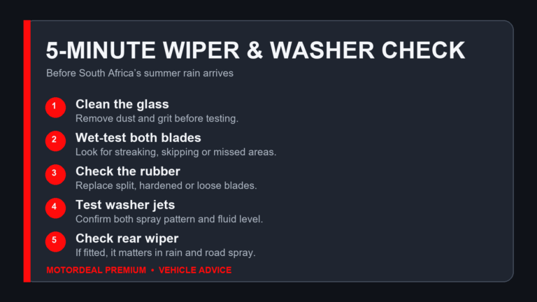 Five-minute windscreen wiper and washer safety checklist for South African motorists
